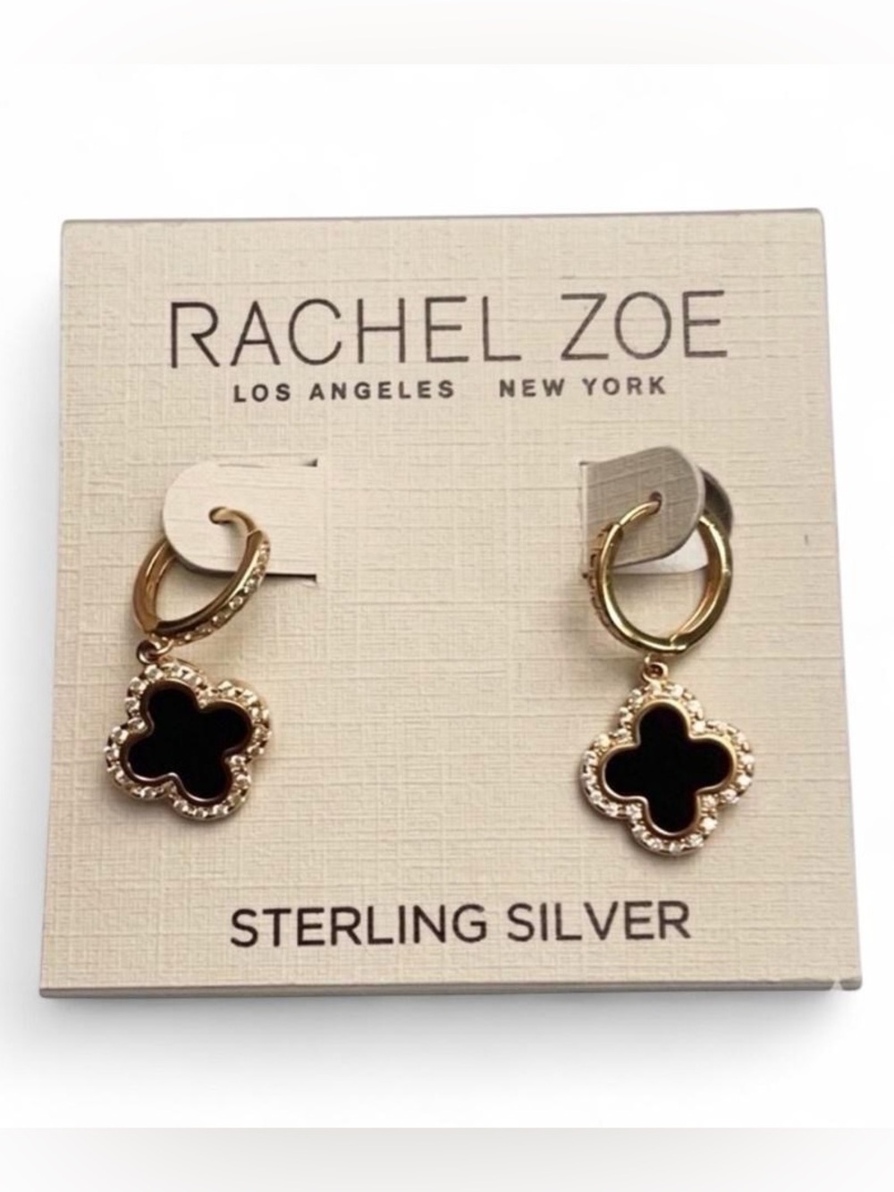 NWT Rachel Zoe Sterling Silver Clover Earrings